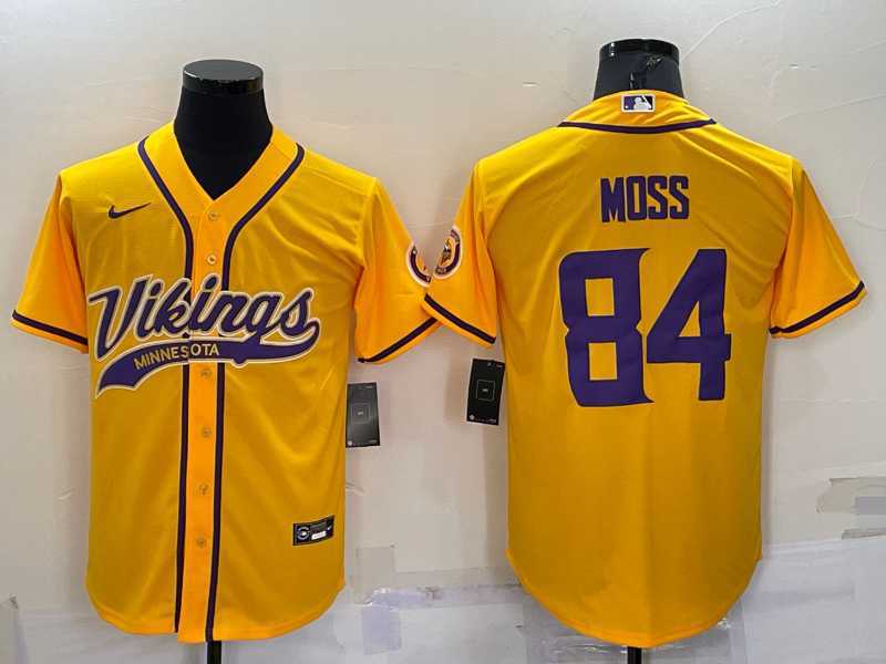 Men's Minnesota Vikings #84 Randy Moss Yellow With Patch Cool Base Stitched Baseball Jersey,We sell and wholesale Men's Minnesota Vikings #84 Randy Moss Yellow With Patch Cool Base Stitched Baseball Jersey on line form chian!